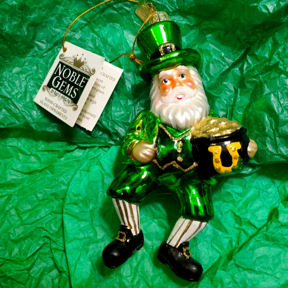 Kurt Adler blown glass Leprechaun Ornament